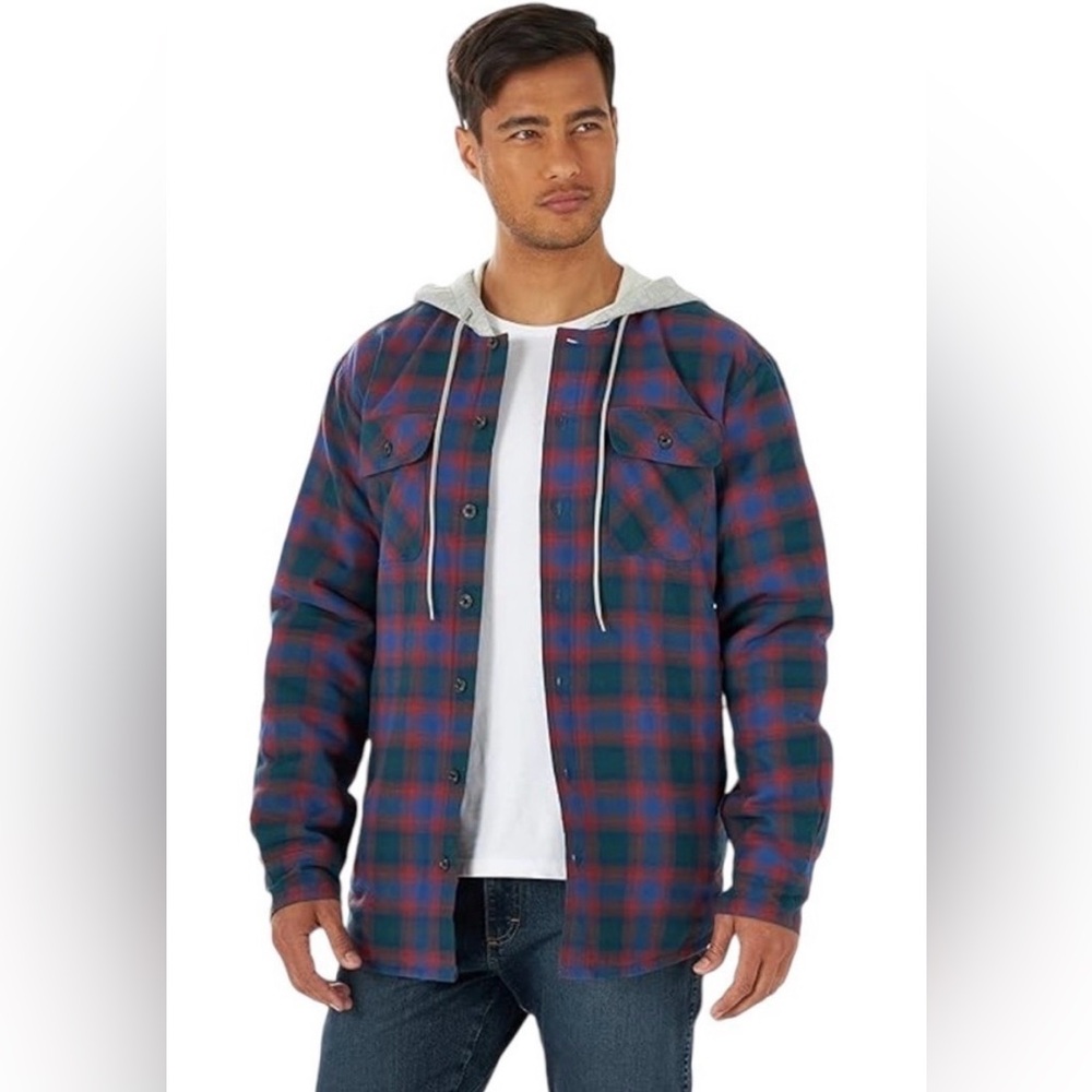 Wrangler Authentics men's hooded, quilted-lined flannel shirt jacket XL